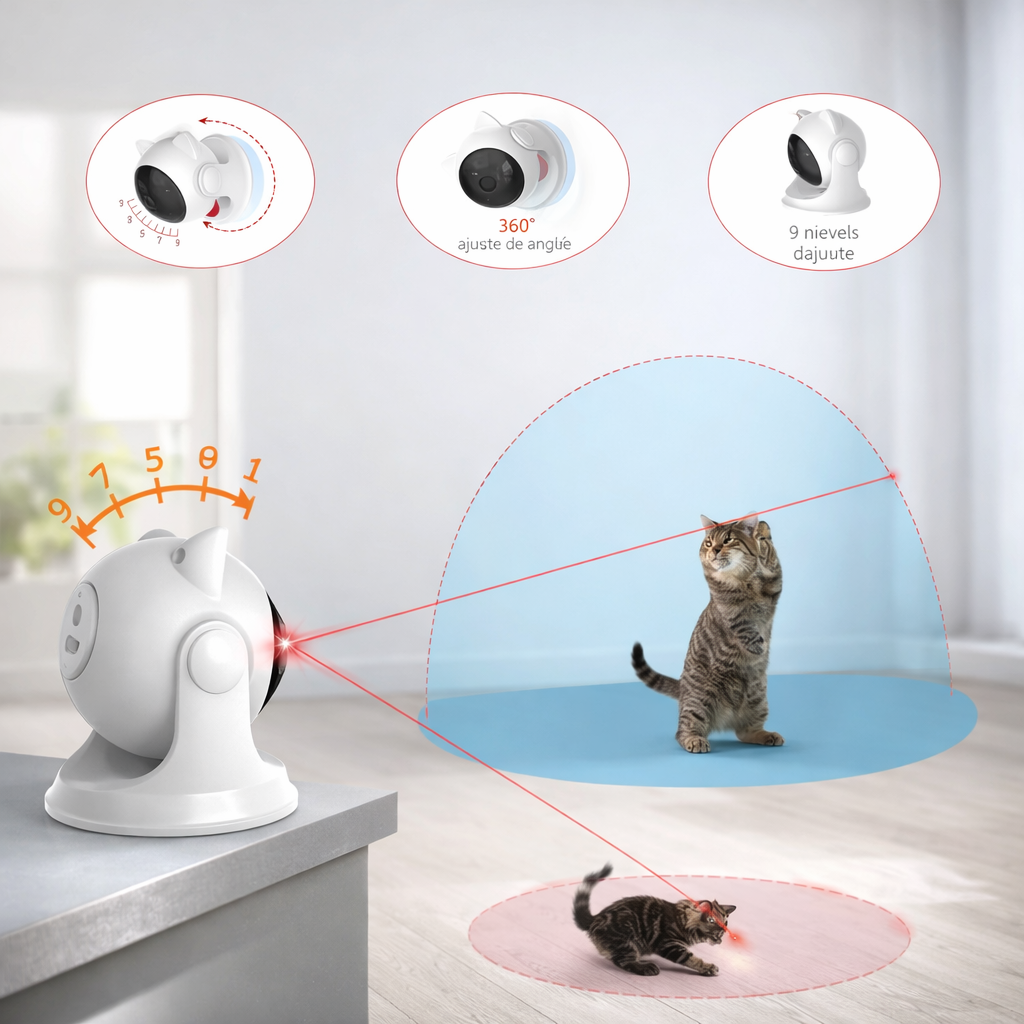 Juguete láser para gatos, juguetes interactivos activados al azar con movimiento recargable automático para gatos de interior/perros/Kittne, modo lento y rápido