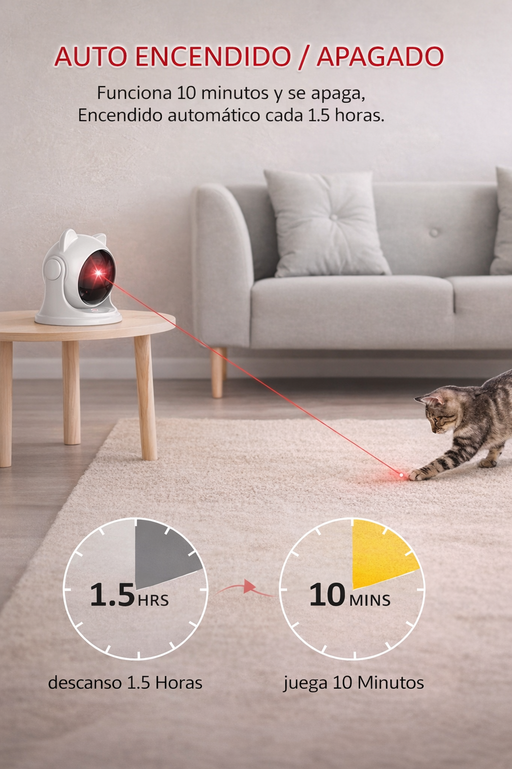 Juguete láser para gatos, juguetes interactivos activados al azar con movimiento recargable automático para gatos de interior/perros/Kittne, modo lento y rápido